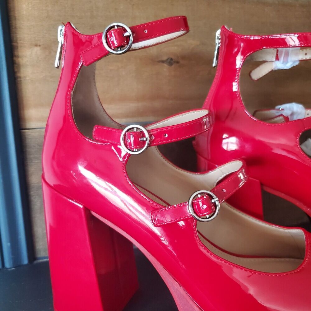 Steve Madden Mary Jane Chunky High Heels 3 Buckle Pumps Fashion Shoes Women 9.5M - Picture 7 of 11